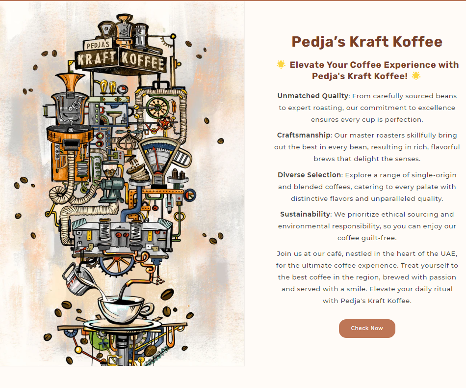 Pedja's Kraft Koffee Website Layout